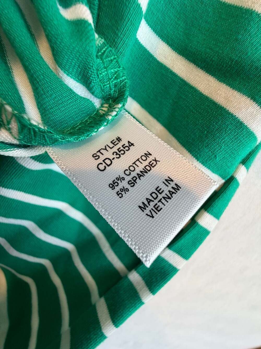 Zenana Green And White Striped Cap Sleeve Tee Top Size L - Picture 7 of 7